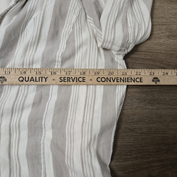 Torrid Blazer Beige White Striped Linen Blend Long Sleeve Jacket Size 1X 14-16 - Picture 6 of 9